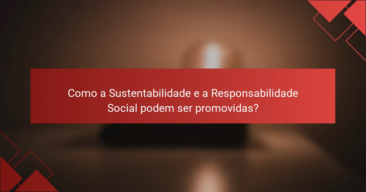 Como a Sustentabilidade e a Responsabilidade Social podem ser promovidas?