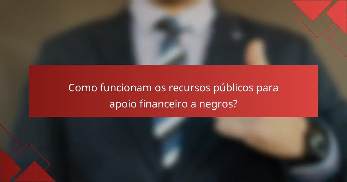Como funcionam os recursos públicos para apoio financeiro a negros?