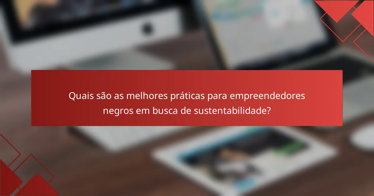 Quais são as melhores práticas para empreendedores negros em busca de sustentabilidade?