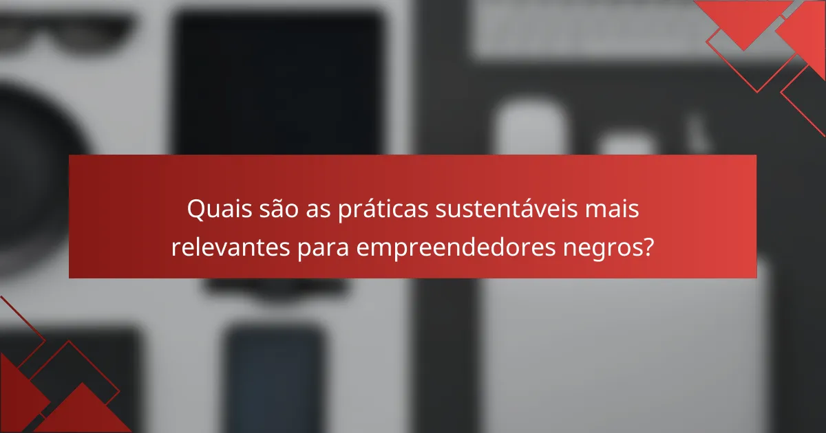 Quais são as práticas sustentáveis mais relevantes para empreendedores negros?