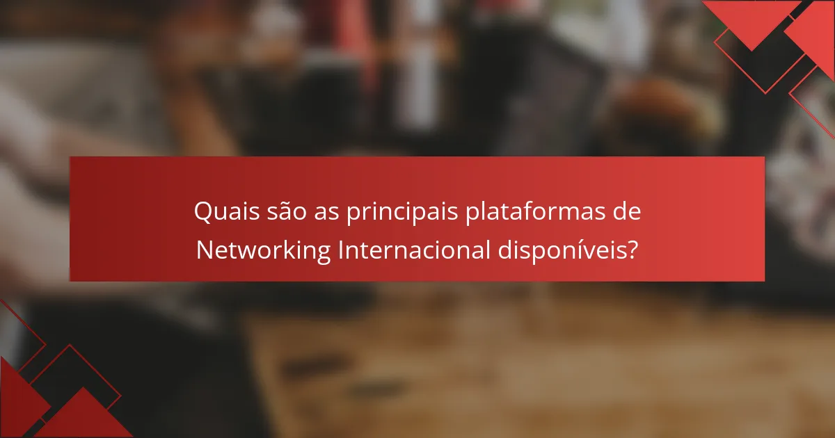 Quais são as principais plataformas de Networking Internacional disponíveis?
