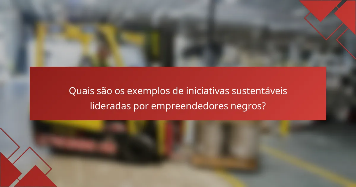 Quais são os exemplos de iniciativas sustentáveis lideradas por empreendedores negros?