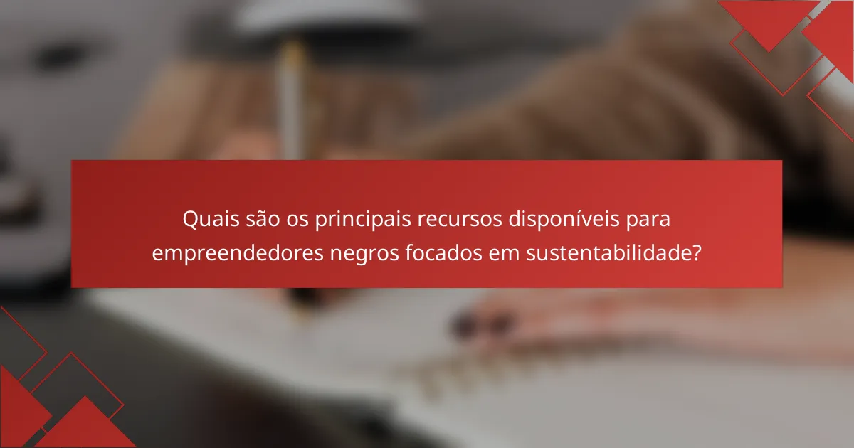 Quais são os principais recursos disponíveis para empreendedores negros focados em sustentabilidade?