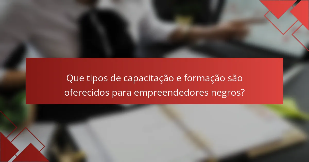 Que tipos de capacitação e formação são oferecidos para empreendedores negros?